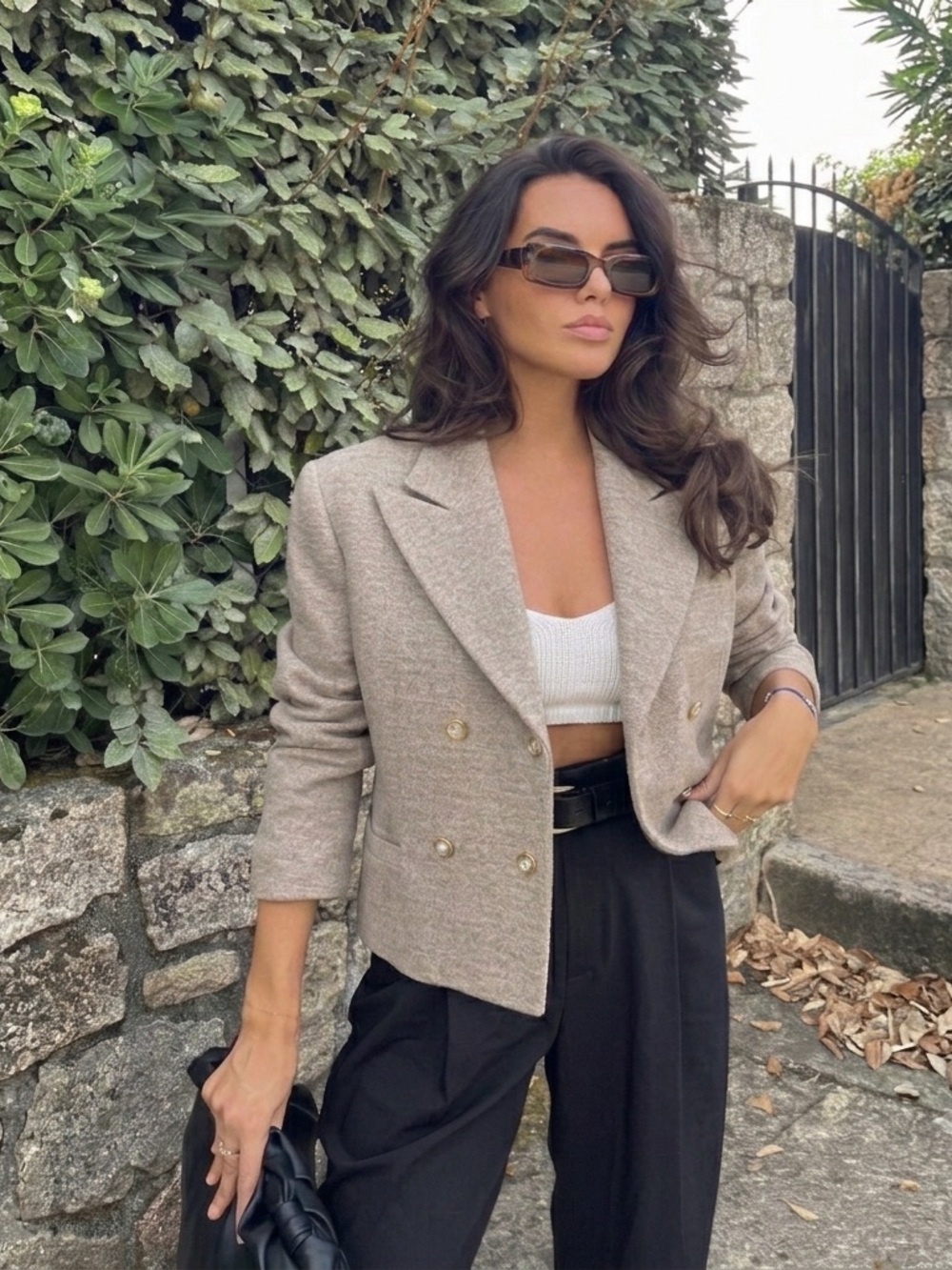 Vintage Italian 100% Wool Blazer Size 38 Beige Double Breasted Old Money Fall